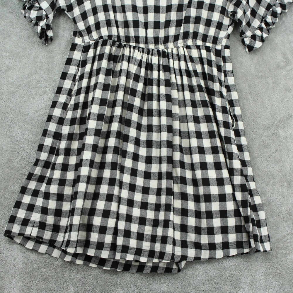 Anthropologie Porridge Dress Womens‎ Small Gingham Dinah Ruffle Shirtdress Black View 5